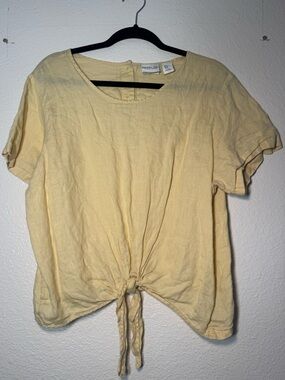 Rachel Zoe Pale Yellow Tie-Front 100%Linen